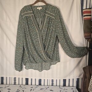 Max Studio Sage Floral Blouse NWOT